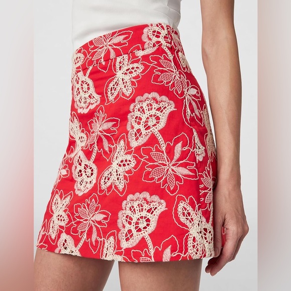 Ramy Brook Red Dawn Floral Mini Skirt Cotton A-Line Size 2 NWT - Picture 1 of 10